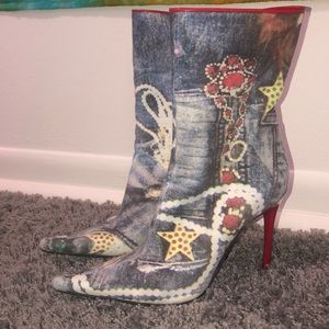 CASADEI vintage red and jean heeled boots!